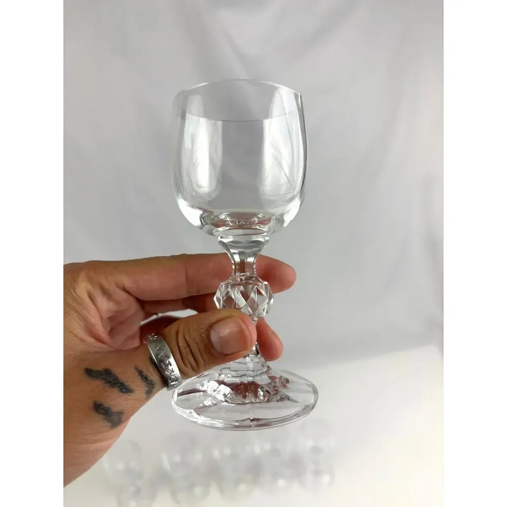 Set of‎ 6 Claudia Liqueur Glasses Cut Knob Stem Lead Crystal Czechoslovakia